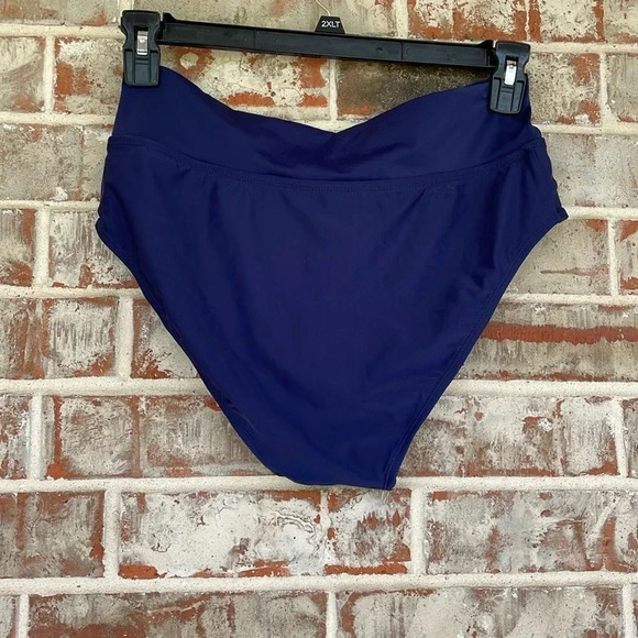 SHEKINI Women's Navy Bottom Twist Front Cheeky Swimsuit Ruched Bottoms - Picture 4 of 5